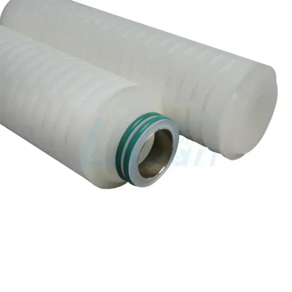 PTFE membrane pleated water filter cartridge with internal stainless steel reinforcing ring